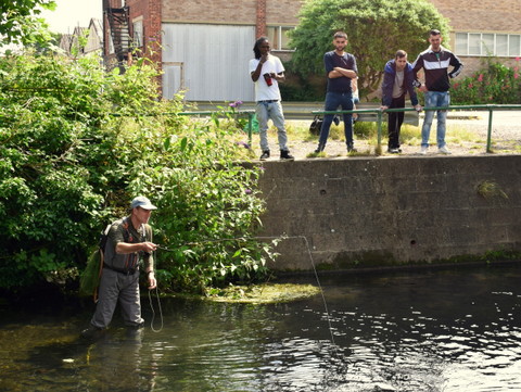 Wandle fishing with audience